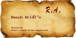 Resch Arián névjegykártya